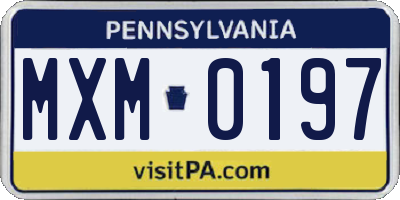 PA license plate MXM0197