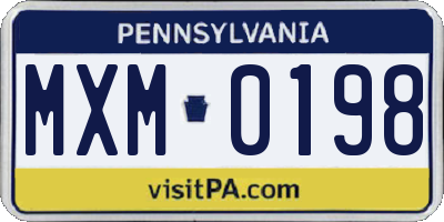 PA license plate MXM0198