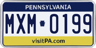 PA license plate MXM0199