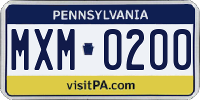 PA license plate MXM0200