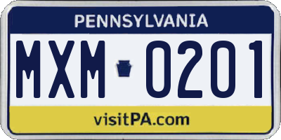 PA license plate MXM0201