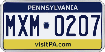 PA license plate MXM0207