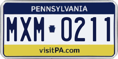 PA license plate MXM0211