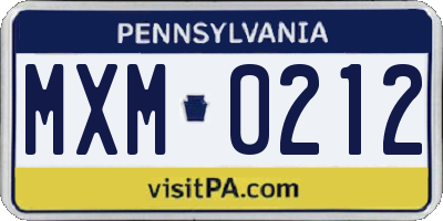 PA license plate MXM0212