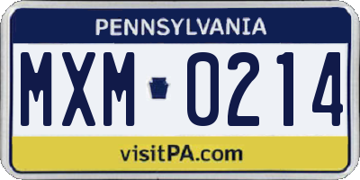 PA license plate MXM0214