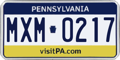 PA license plate MXM0217