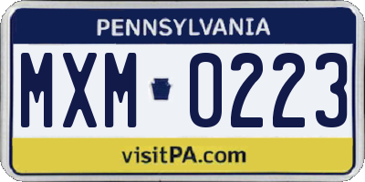 PA license plate MXM0223
