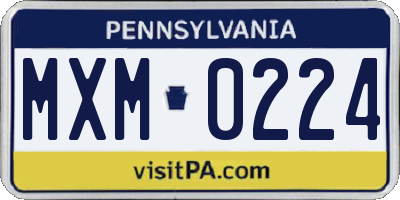 PA license plate MXM0224