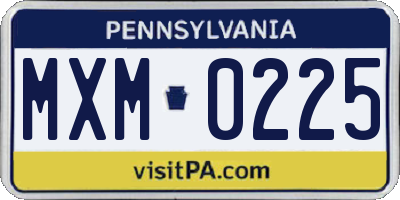 PA license plate MXM0225