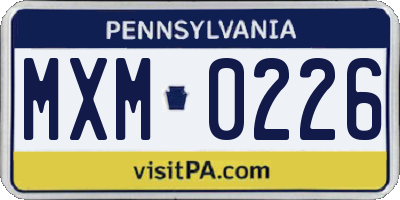 PA license plate MXM0226