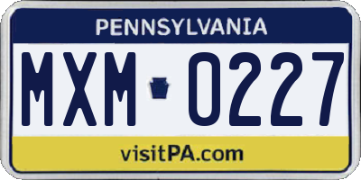 PA license plate MXM0227