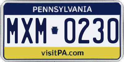 PA license plate MXM0230
