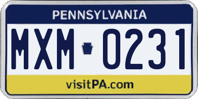 PA license plate MXM0231