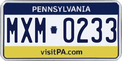 PA license plate MXM0233