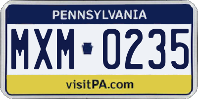 PA license plate MXM0235