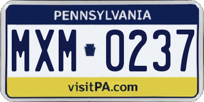 PA license plate MXM0237