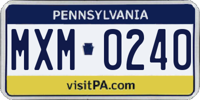 PA license plate MXM0240