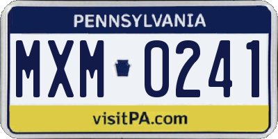 PA license plate MXM0241
