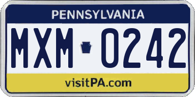 PA license plate MXM0242