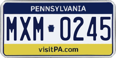PA license plate MXM0245
