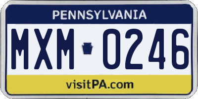 PA license plate MXM0246