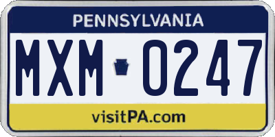 PA license plate MXM0247