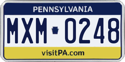 PA license plate MXM0248