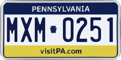 PA license plate MXM0251