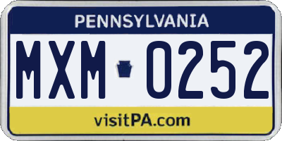PA license plate MXM0252
