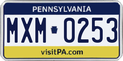 PA license plate MXM0253