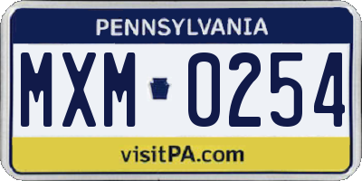 PA license plate MXM0254