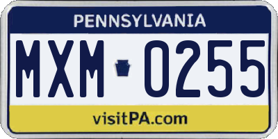 PA license plate MXM0255