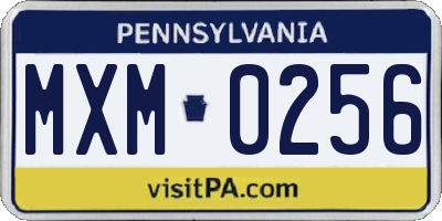 PA license plate MXM0256
