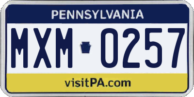 PA license plate MXM0257