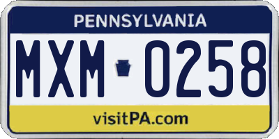 PA license plate MXM0258