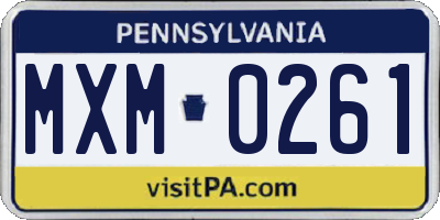 PA license plate MXM0261