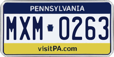 PA license plate MXM0263