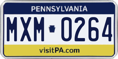 PA license plate MXM0264