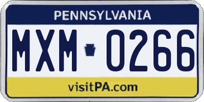 PA license plate MXM0266