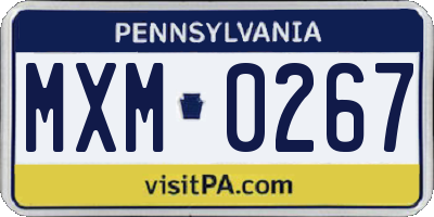PA license plate MXM0267