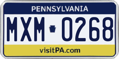 PA license plate MXM0268
