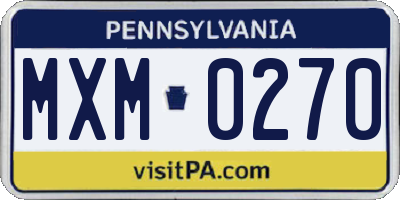 PA license plate MXM0270