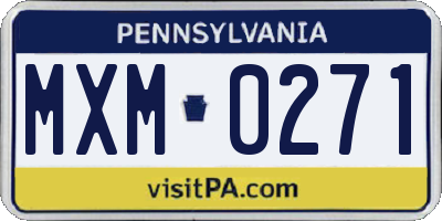 PA license plate MXM0271