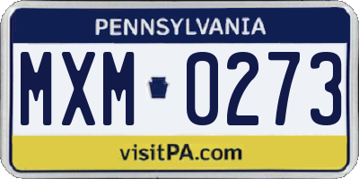 PA license plate MXM0273