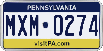 PA license plate MXM0274