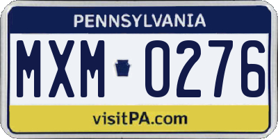 PA license plate MXM0276