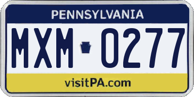 PA license plate MXM0277
