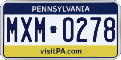 PA license plate MXM0278