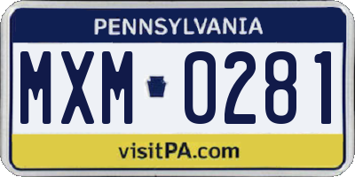 PA license plate MXM0281