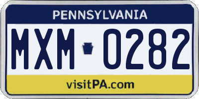 PA license plate MXM0282